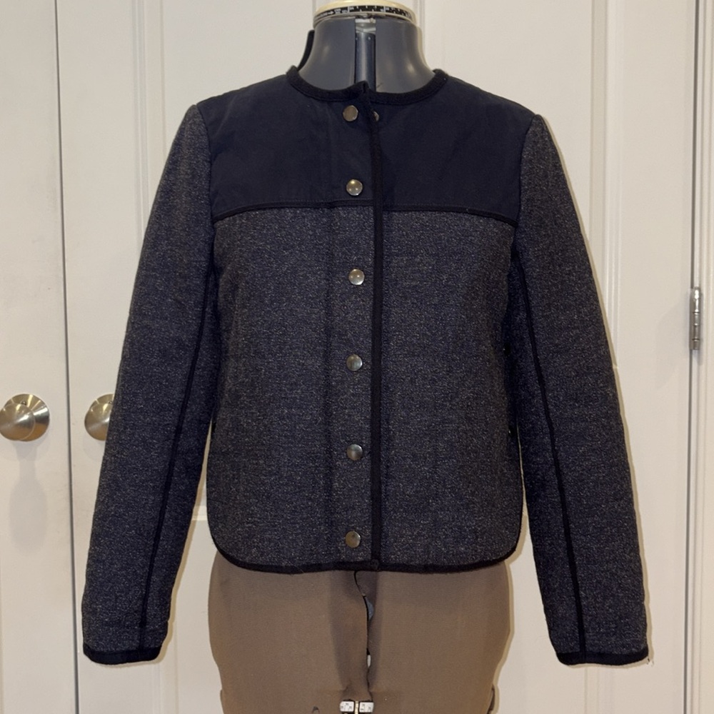 Sophisticated J. Crew Women’s Quilted Tweed-like Jacket Size 2 Blue Style 02775